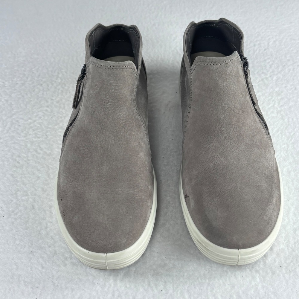 ECCO Soft 7 Bootie Women 11 Gray Nubuck Leather High Top Zip Ankle Sneaker - Picture 6 of 10